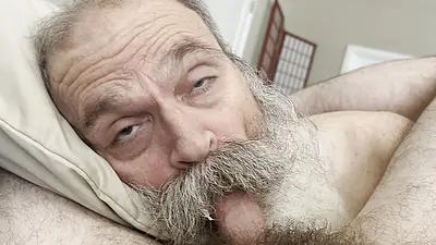 Old Bear Nurses Cock, Gets Cumstache Reward