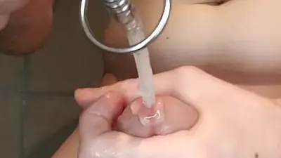 Ejaculation Into Clear, Hollow Toy with Ribbed, Wide Head That Barely Fit in My Urethra!