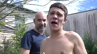 French slut fucked bareback by Stepdaddy in the garden
