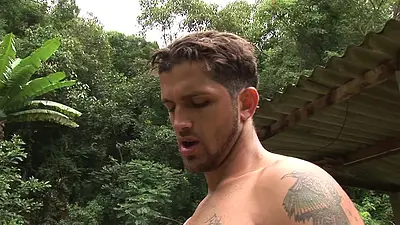 Muscle military man takes control of his soldier