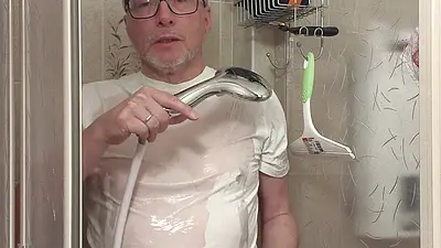 Wet T-shirt and Wet Underpants While Showering