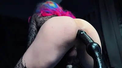 sexy femboy struggles taking big dildo all the way