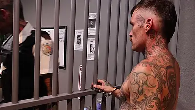 FISTING INFERNO - Warden Ryan Sebastian Fucks Then Fists His Tatted Prisoner