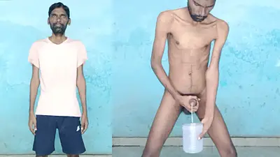Rajesh Playboy 993 masturbating big cock and cumming in the jar. Handjob cumshot