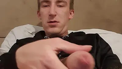 Skinny lad getting hard