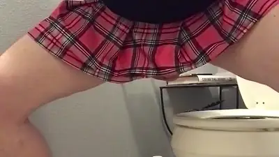 Gay sissy showing off his sissy clit in the bathroom
