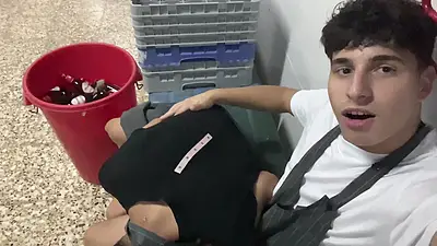 Submissive Latino in BDSM Cross Bondage, Ass Eating &amp, Public Hotel Kitchen Sex