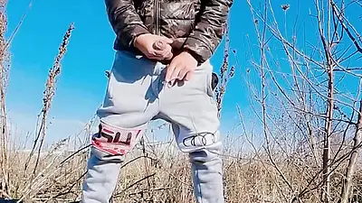 Slow Motion Jerk off Outdoor While Smoking Cigarette