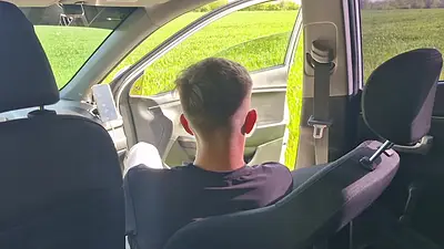 A horny hetero man got into my car and fucked my smooth hole without a condom, filling it with hot cum!