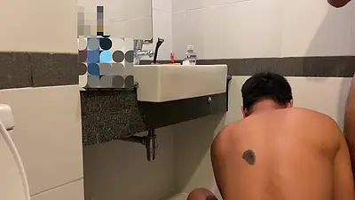 The college instructor has been fuck by college student in the toilet