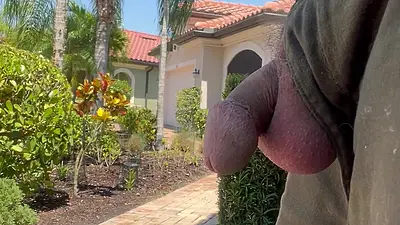 A Bit Of Small Cock Play In The Driveway